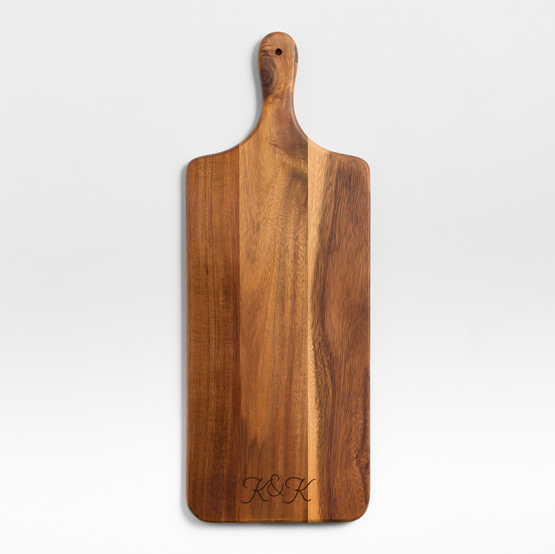 View Personalized Tondo Acacia Paddle Serving Board details