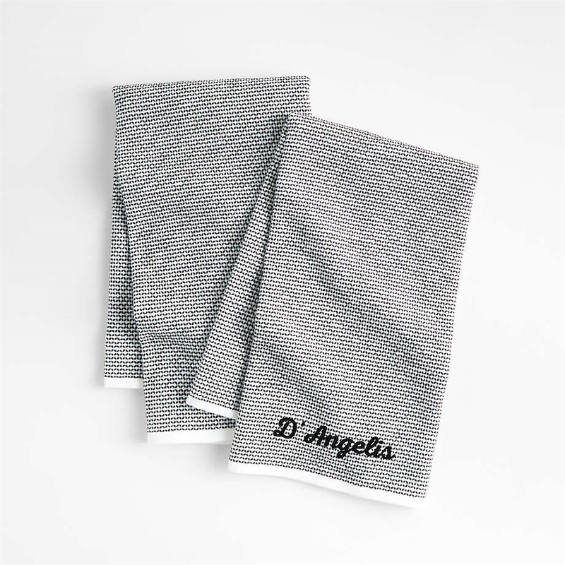 View Personalized Textured Terry Black Organic Cotton Kitchen Towels, Set of 2 details