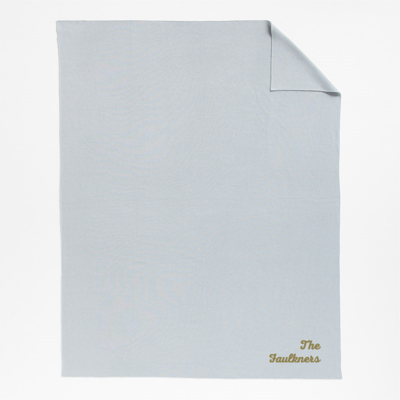 View Personalized Calda Chantilly 70"x55" Mist Blue Throw Blanket details