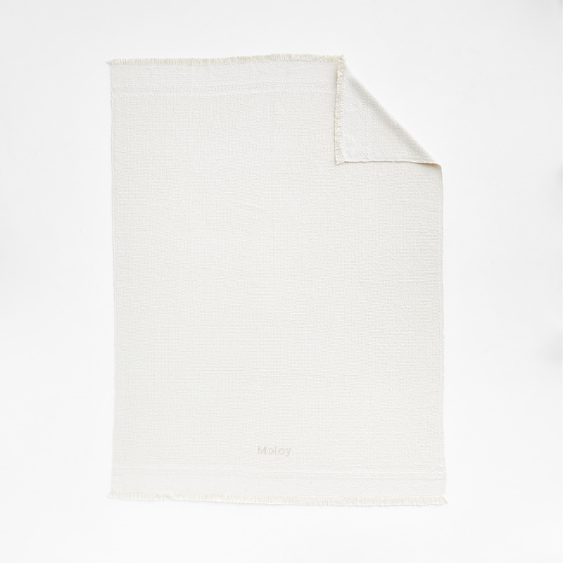 View Personalized Weekend Arctic Ivory Organic Cotton 70"x55" Fringe Throw Blanket details