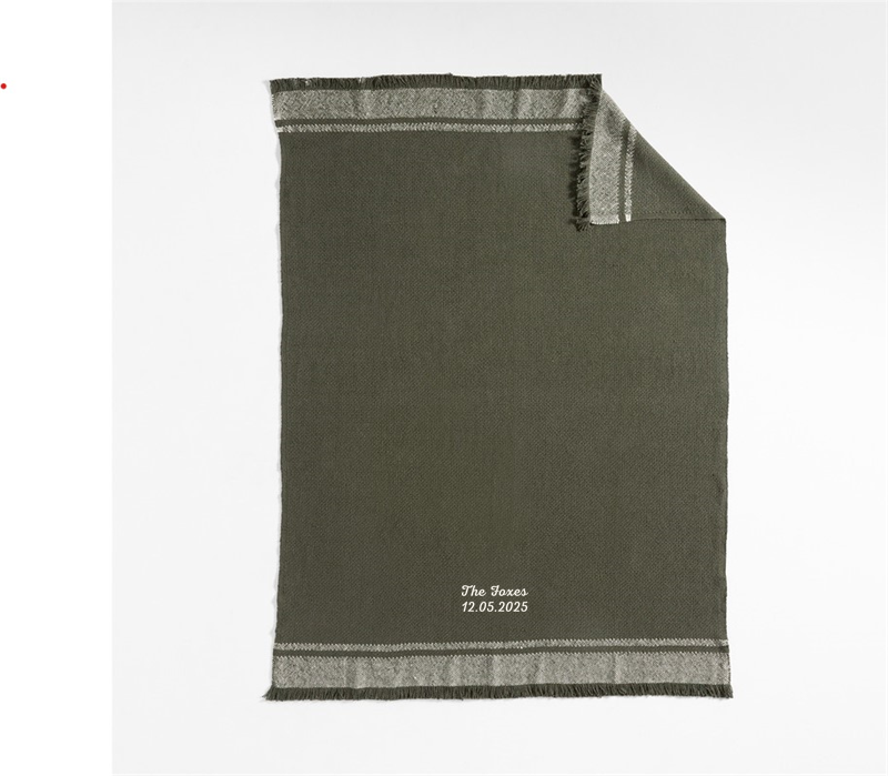 View Personalized Weekend Burnt Green Organic Cotton 70"x55" Throw Blanket details