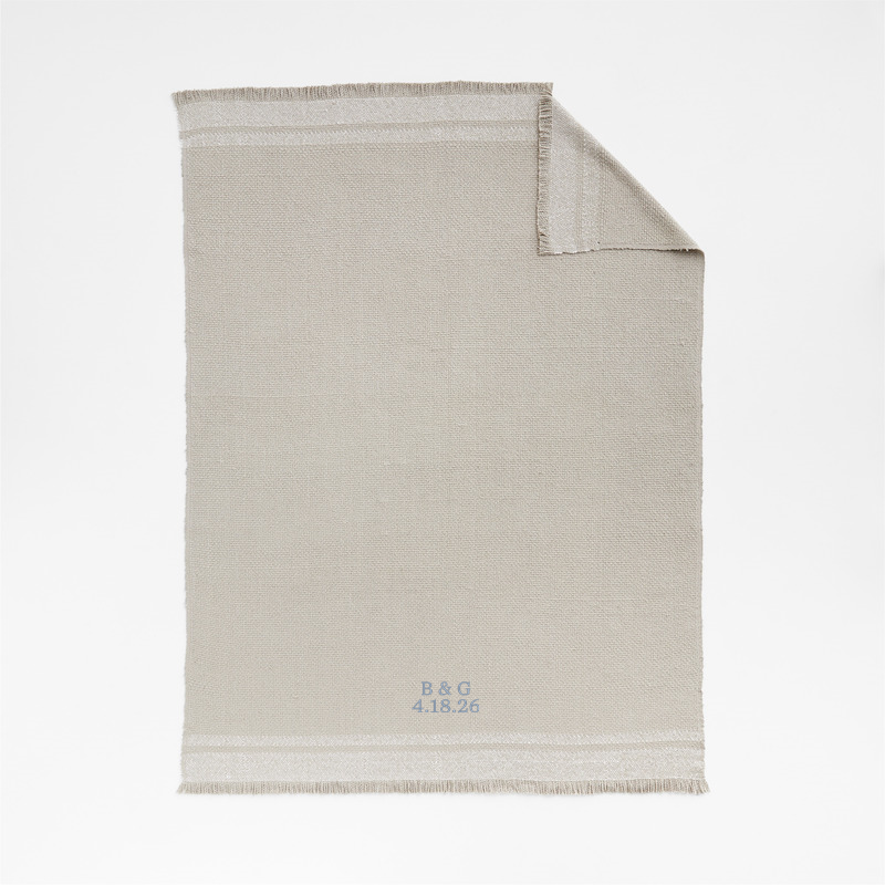View Personalized Weekend Sand Beige Organic Cotton 70"x55" Fringe Throw Blanket details