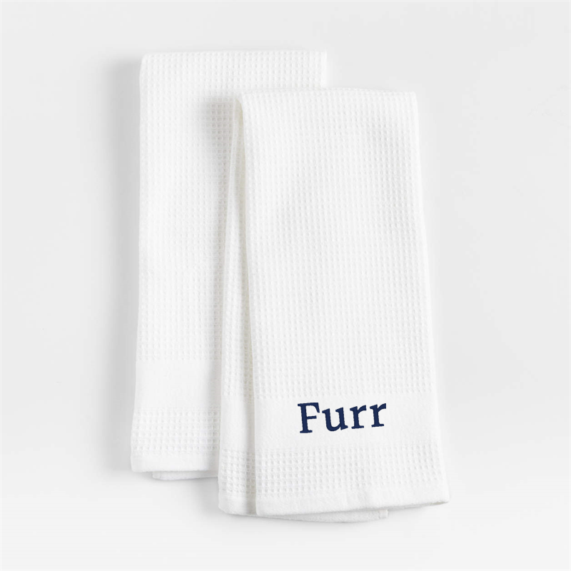 View Personalized Waffle-Terry White Organic Cotton Kitchen Towels, Set of 2 details