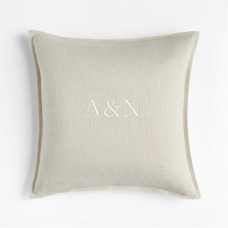 View Personalized Ivory 20x20 Organic Laundered Linen Throw Pillow Cover details