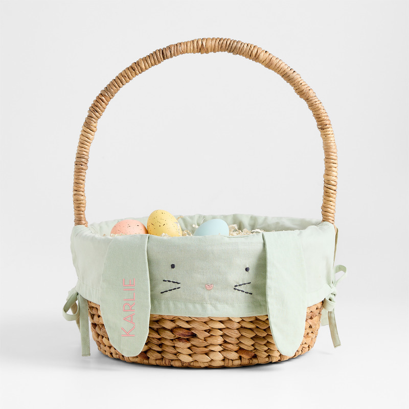 View Personalized Modern Easter Basket with Green Bunny Easter Basket Liner details
