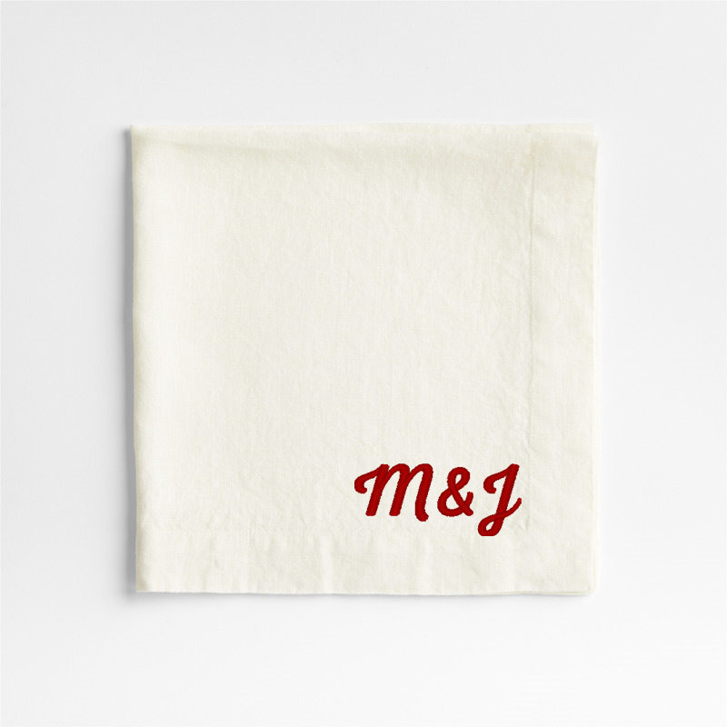 View Personalized Marin Arctic Ivory EUROPEAN FLAX ™-Certified Linen Napkin, Set of 8 details