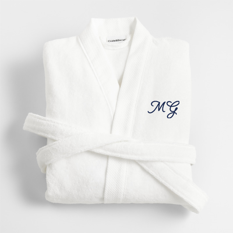View Personalized Organic Turkish Cotton Crisp White Bath Robe S/M details