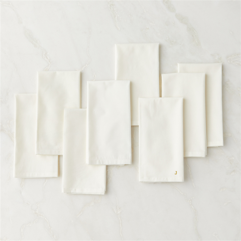 View Personalized Poplin Ivory Cloth Napkins Set of 8 details