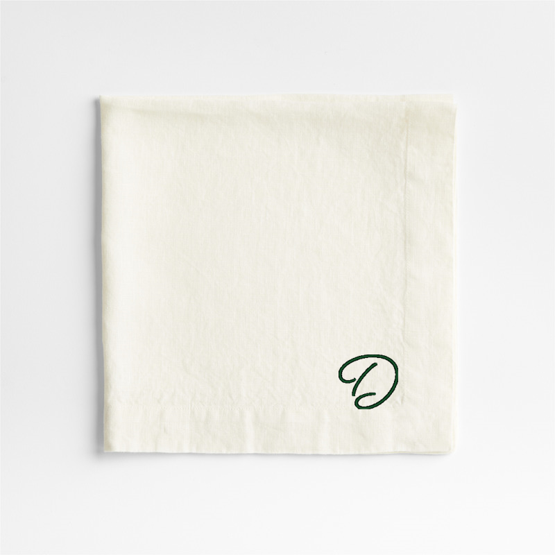 View Personalized Marin Arctic Ivory EUROPEAN FLAX ™-Certified Linen Napkin, Set of 8 details