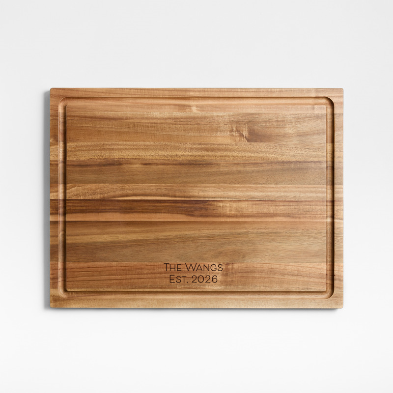 View Personalized Crate & Barrel Acacia Wood Cutting Board 20"x15"x0.75" details