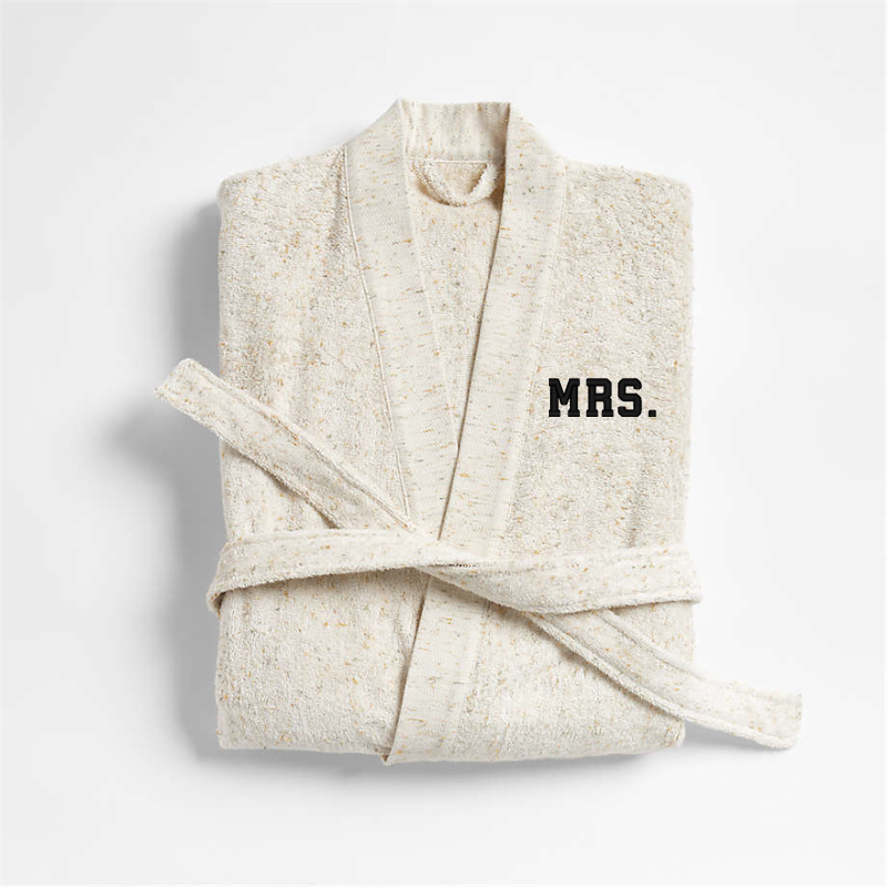 View Personalized Organic Small/Medium Turkish Natural Beige Fleck Bathrobe details