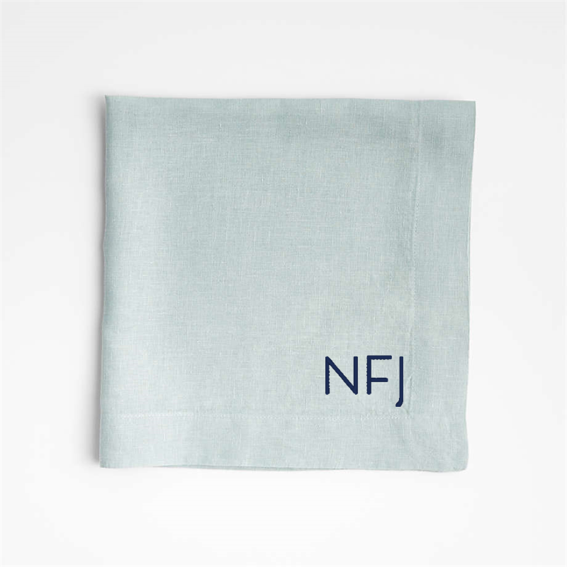 View Personalized Marin Quiet Blue EUROPEAN FLAX ™-Certified Linen Napkin, Set of 8 details
