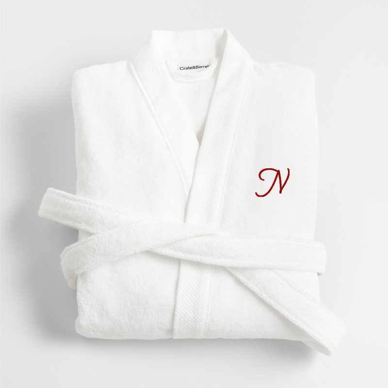 View Personalized Organic Turkish Cotton Crisp White Bath Robe S/M details