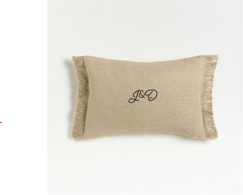 View Personalized Casual Textured Fringe 24x16 Flax Taupe Throw Pillow Cover details