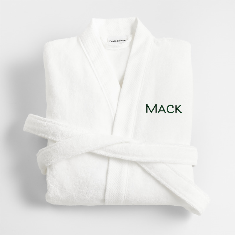 View Personalized Organic Turkish Cotton Crisp White Bath Robe L/XL details