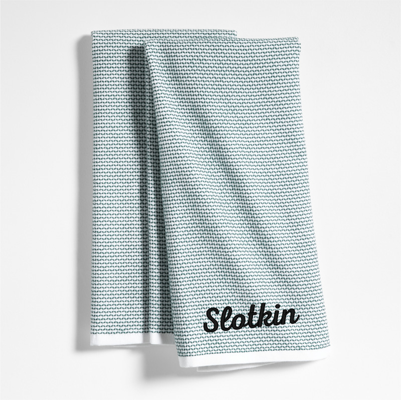 View Personalized Textured Terry Pendula Green Organic Cotton Kitchen Towels, Set of 2 details