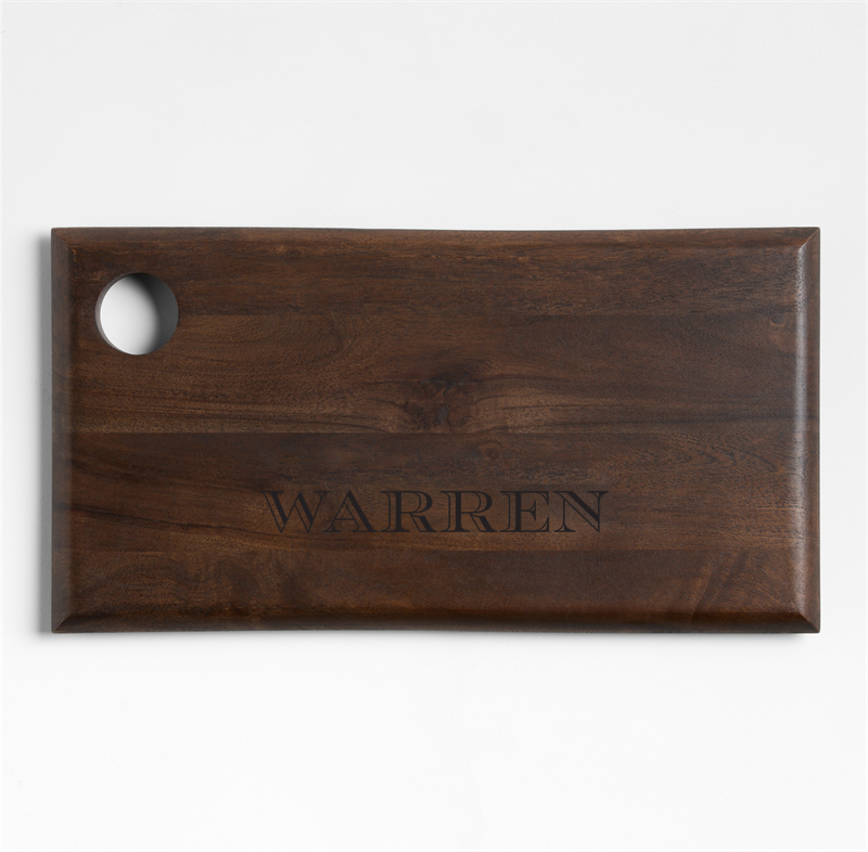 View Personalized Madeira Small Walnut-Finished Acacia Wood Serving Board details