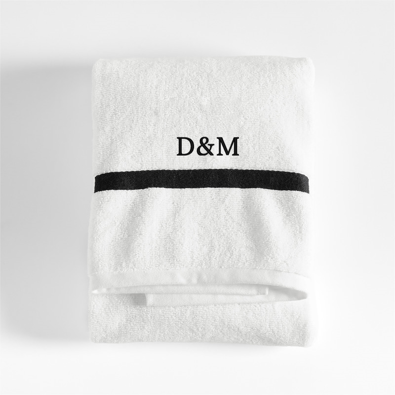 View Personalized Tuxedo Stripe Organic Cotton Ink Black Bath Towel details