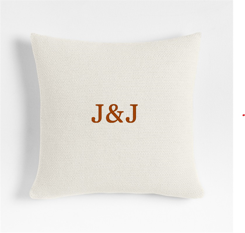 View Personalized Organic Cotton Basketweave 20x20 Travertine Beige Throw Pillow Cover details