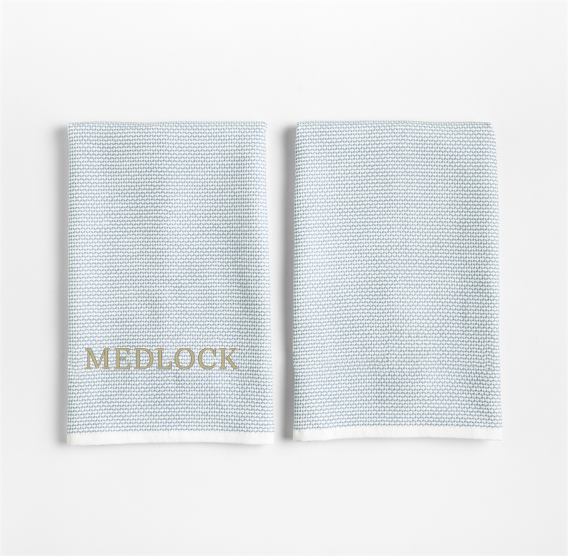 View Personalized Textured Terry Harbor Blue Organic Cotton Kitchen Dish Towels, Set of 2 details