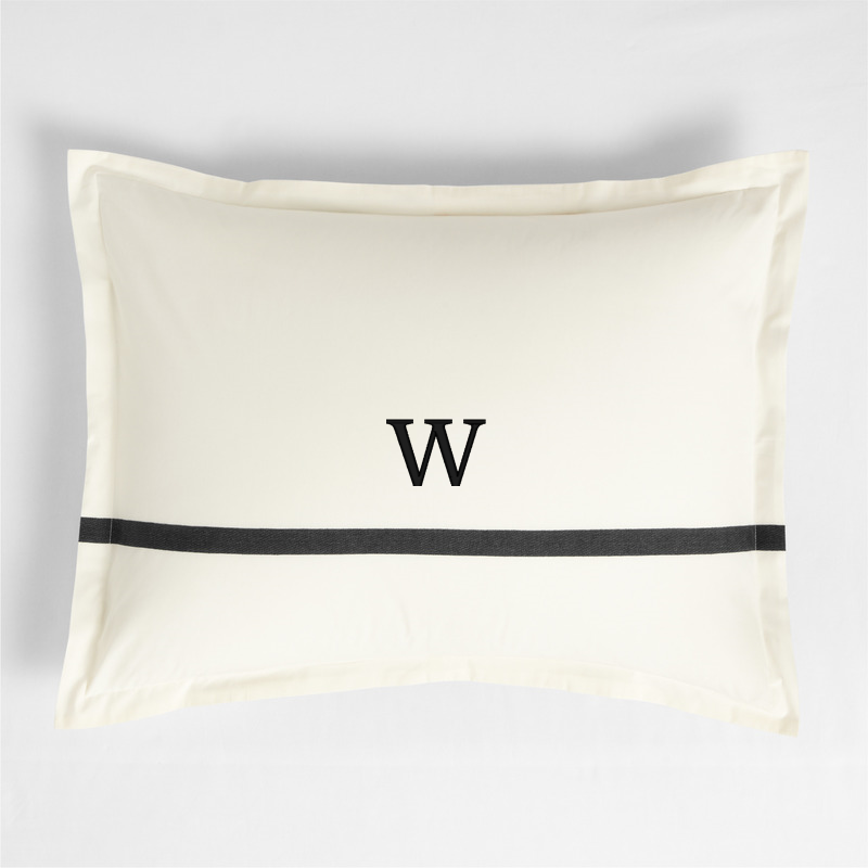 View Personalized Favorite Organic Cotton Percale Tuxedo Stripe Ink Black Standard Bed Pillow Sham details