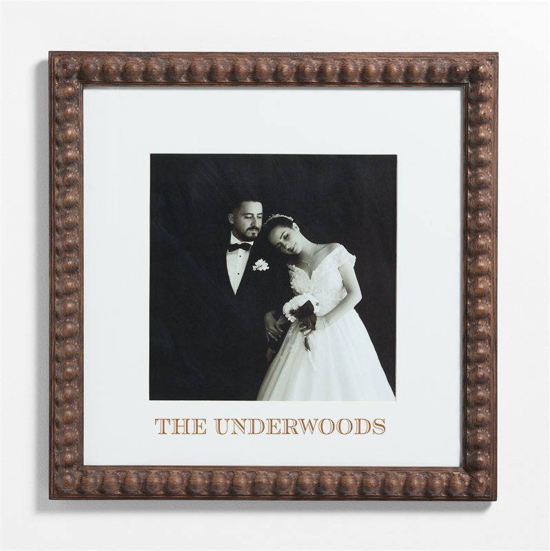 View Personalized Elmhurst Beaded Walnut Wood 11x11 Wall Picture Frame with Interchangeable Mats details