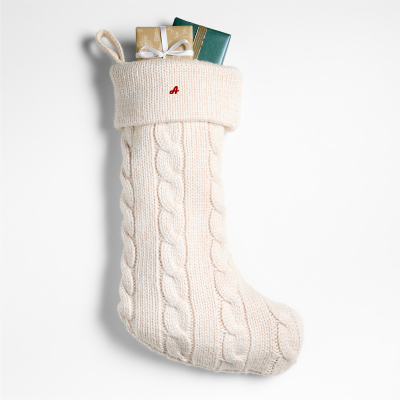 View Personalized Arctic Ivory Cable Knit Christmas Stocking details