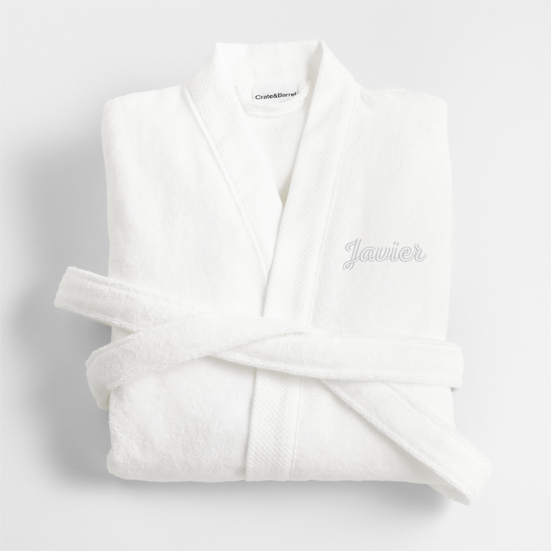 View Personalized Organic Turkish Cotton Crisp White Bath Robe L/XL details