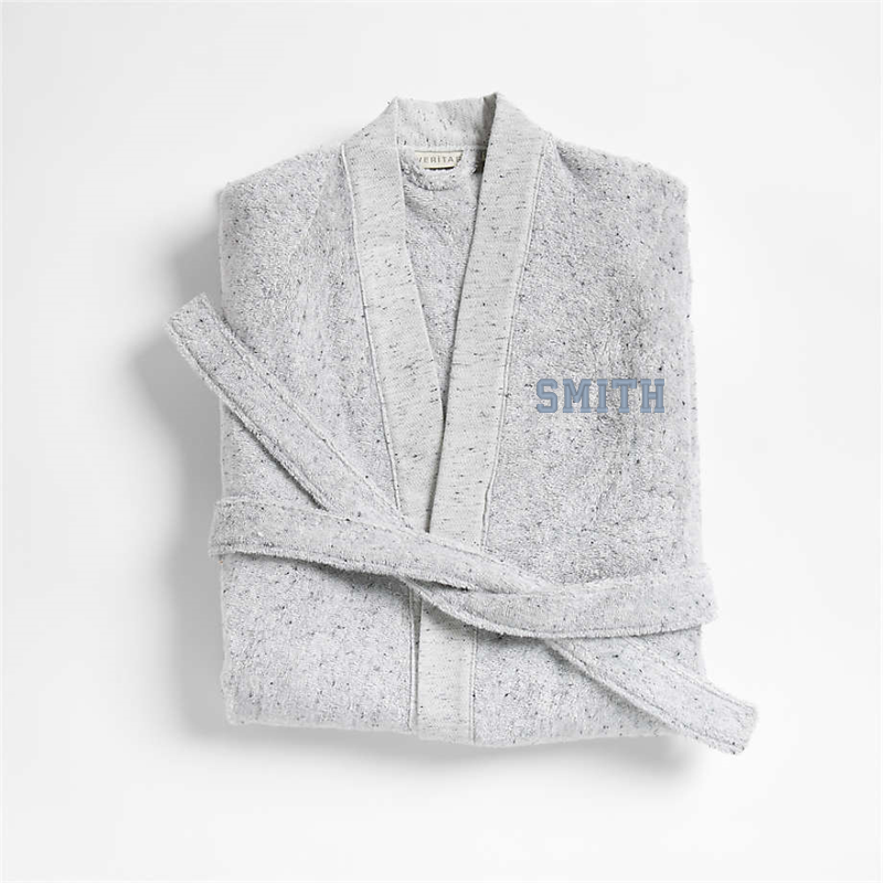 View Personalized Organic Large/Extra-Large Turkish Cotton Grey Fleck Bathrobe details