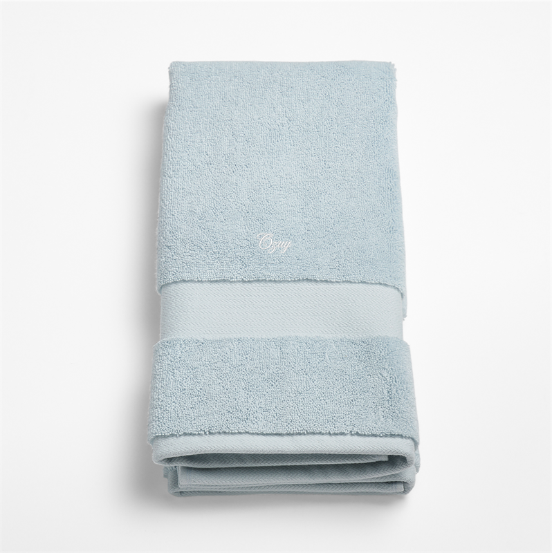 View Personalized Classic Organic Turkish Cotton Pale Blue Hand Towel details