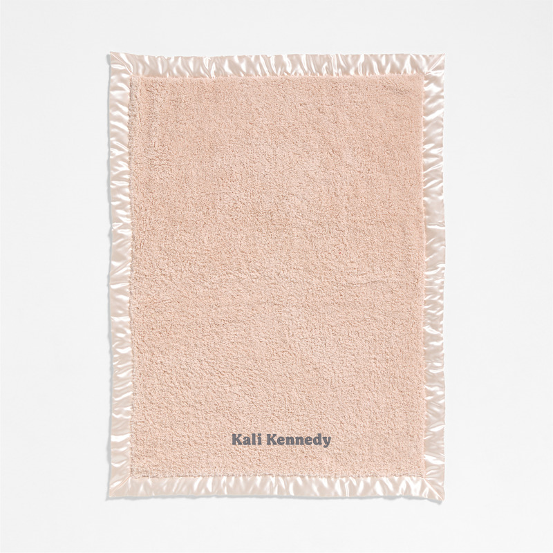 View Personalized Satin Trim Rosy Lilac Plush Baby Stroller Blanket details