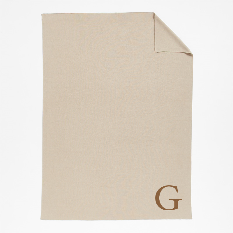 View Personalized Calda Chantilly 70"x55" Warm Sand Beige Throw Blanket details