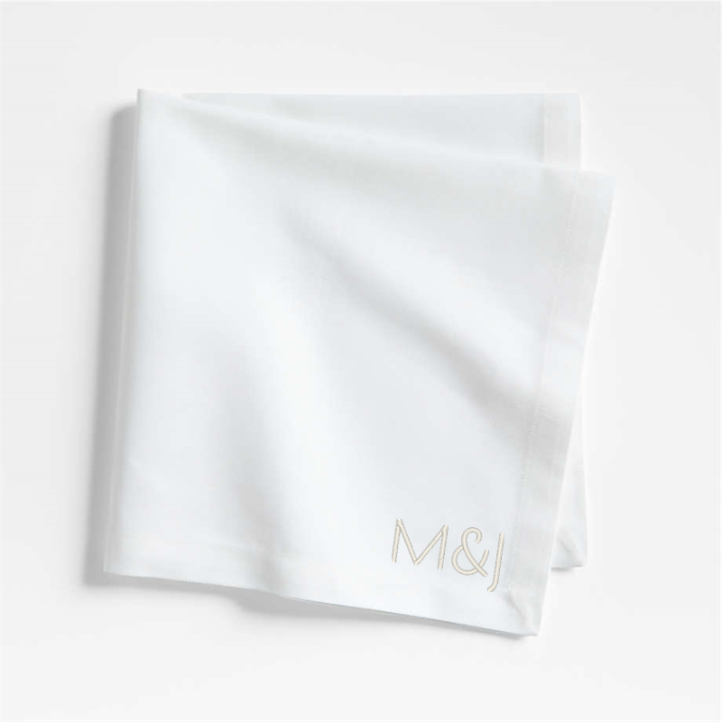 View Personalized Aspen Crisp White Organic Cotton Napkin, Set of 8 details