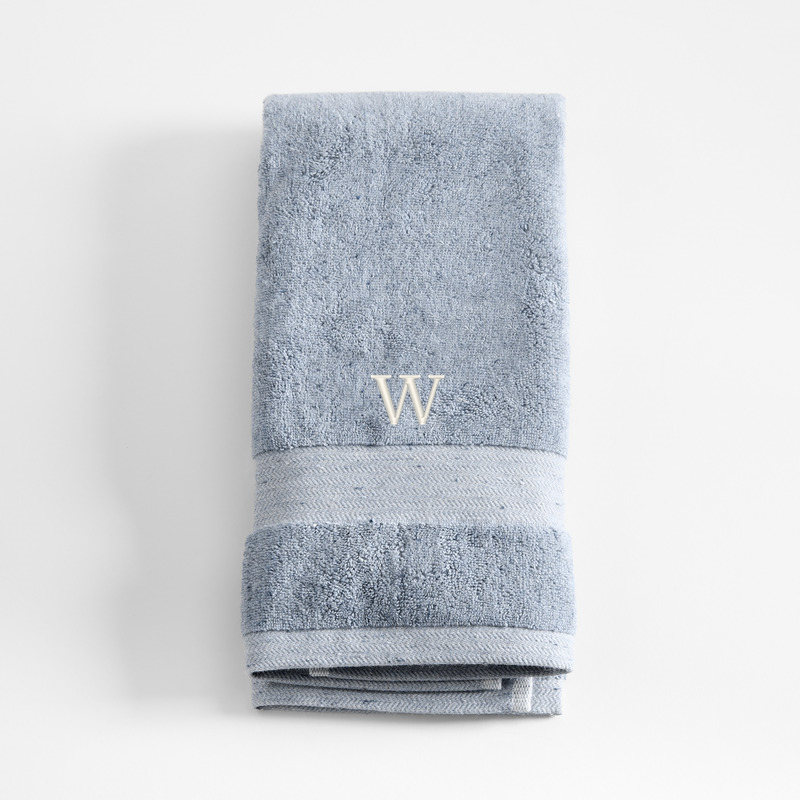 View Personalized Organic Turkish Cotton Fleck Smoke Blue Hand Towel details