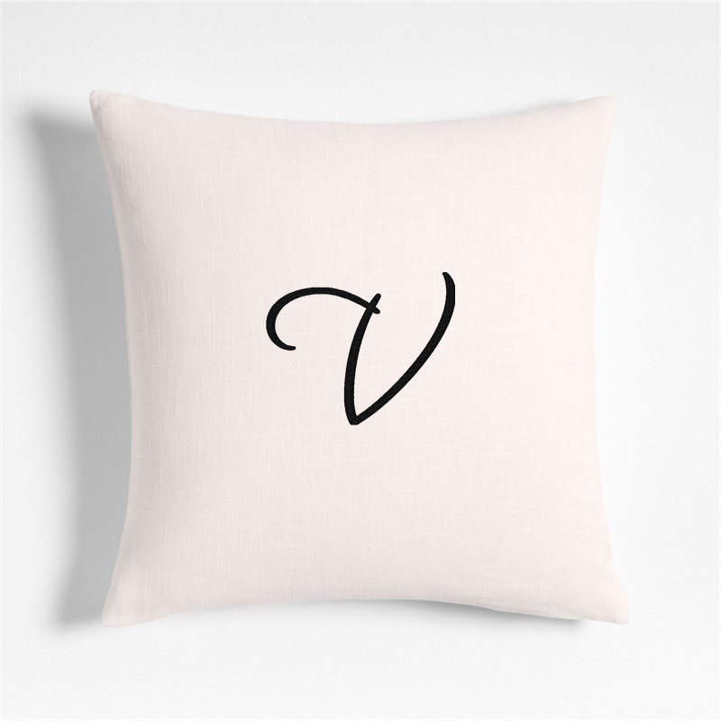 View Personalized Organic Cotton Monogrammable 20"x20" Pampas Ivory Throw Pillow Cover details