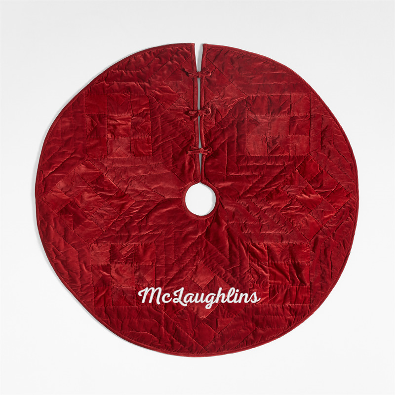 View Personalized Red Velvet Heritage Christmas Tree Skirt details