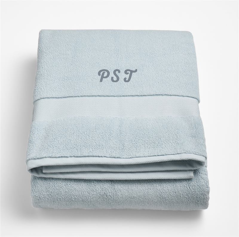 View Personalized Organic Turkish Cotton Pale Blue Bath Sheet details