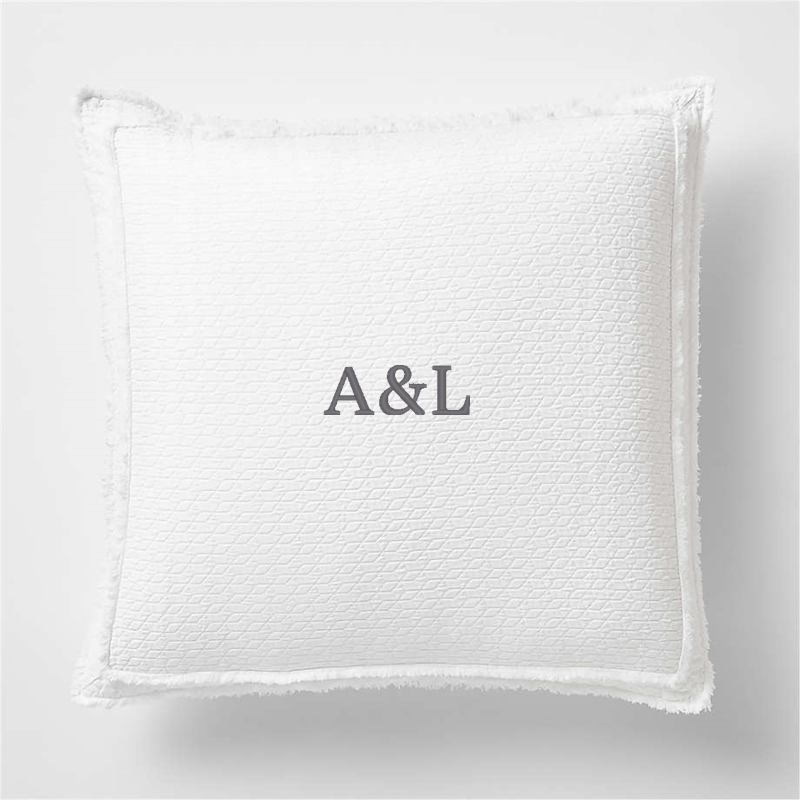 View Personalized Organic Cotton White Eyelash Fringe Euro Sham details