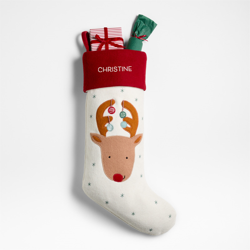 View Personalized Festive Friends Felt Reindeer Kids Christmas Stocking details