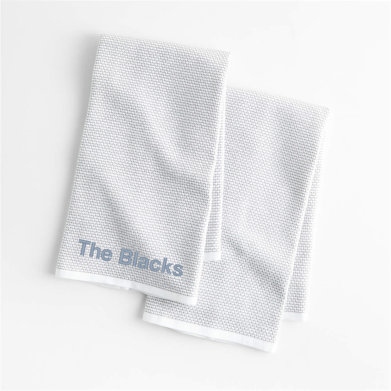 View Personalized Textured Terry Alloy Grey Organic Cotton Kitchen Towels, Set of 2 details