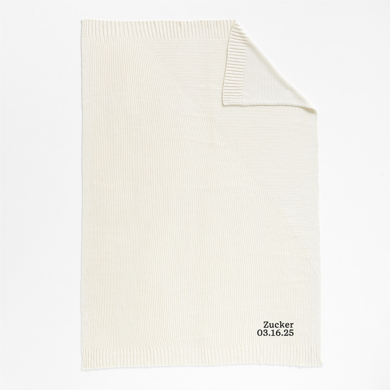 View Personalized Sweater Knit 70"x55" Cream White Throw Blanket details