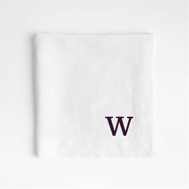 View Personalized Marin White EUROPEAN FLAX ™-Certified Linen Napkins, Set of 8 details