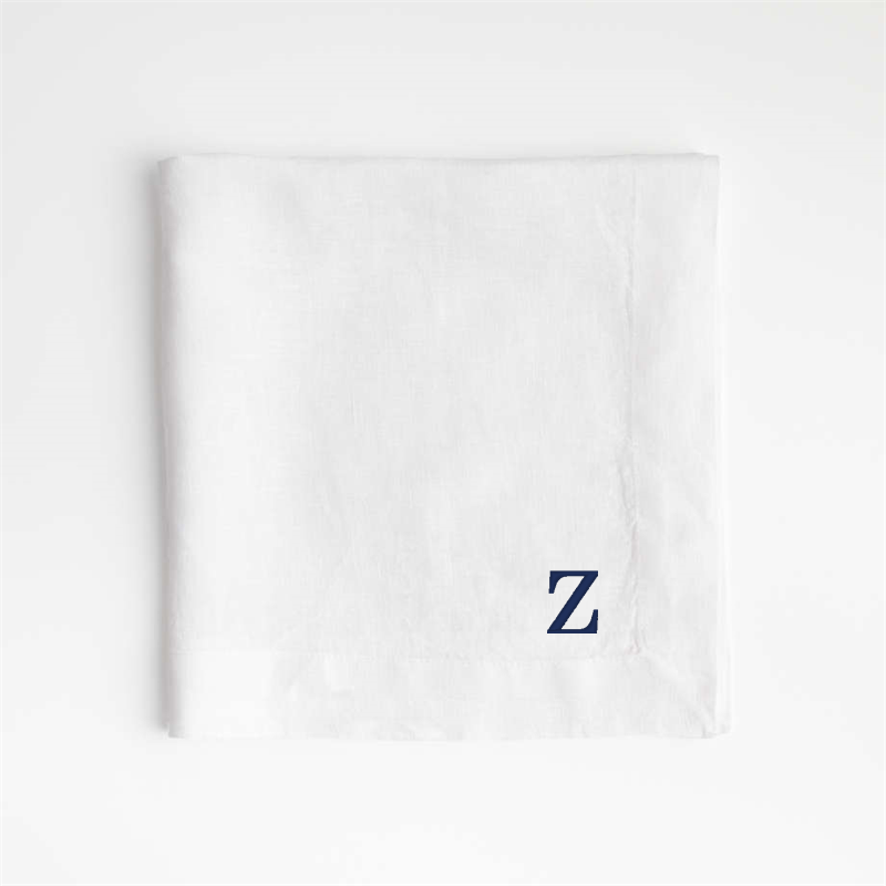 View Personalized Marin White EUROPEAN FLAX ™-Certified Linen Napkins, Set of 8 details
