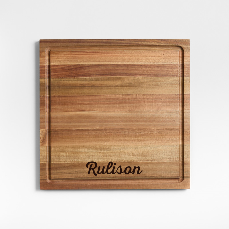 View Personalized Crate & Barrel Acacia Wood Cutting Board 16"x16"x0.75" details