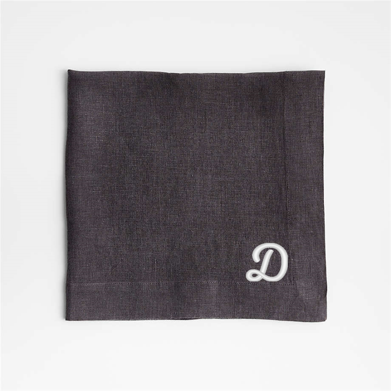 View Personalized Marin Storm Grey EUROPEAN FLAX ™-Certified Linen Napkins, Set of 8 details