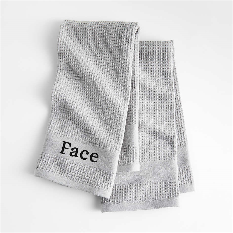 View Personalized Waffle-Terry Alloy Grey Organic Cotton Kitchen Towels, Set of 2 details