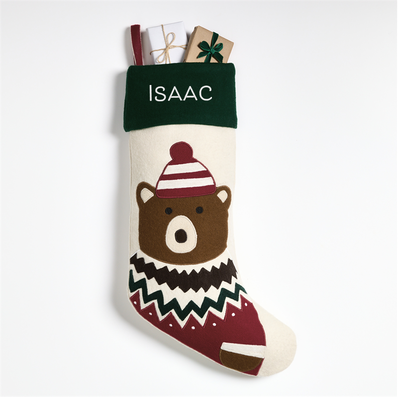 View Personalized Fair Isle Friends Bear Christmas Stocking by Joan Anderson details