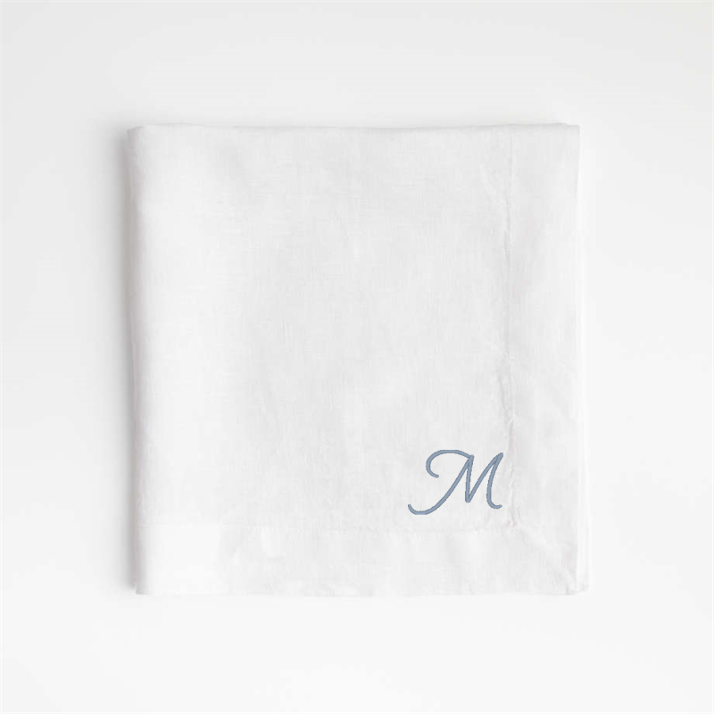 View Personalized Marin White EUROPEAN FLAX ™-Certified Linen Napkin, Set of 4 details