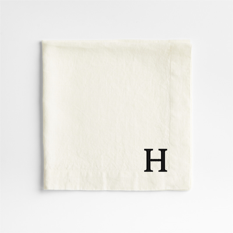 View Personalized Marin Arctic Ivory EUROPEAN FLAX ™-Certified Linen Napkin, Set of 8 details