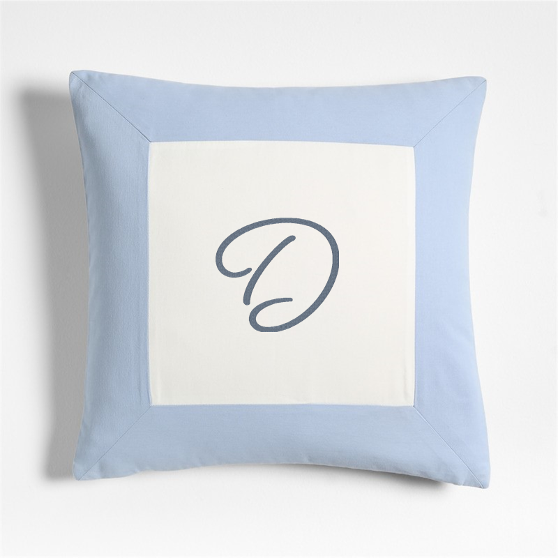 View Personalized Legacy Border Organic Cotton Monogrammable 20"x20" Sky Blue Throw Pillow Cover details
